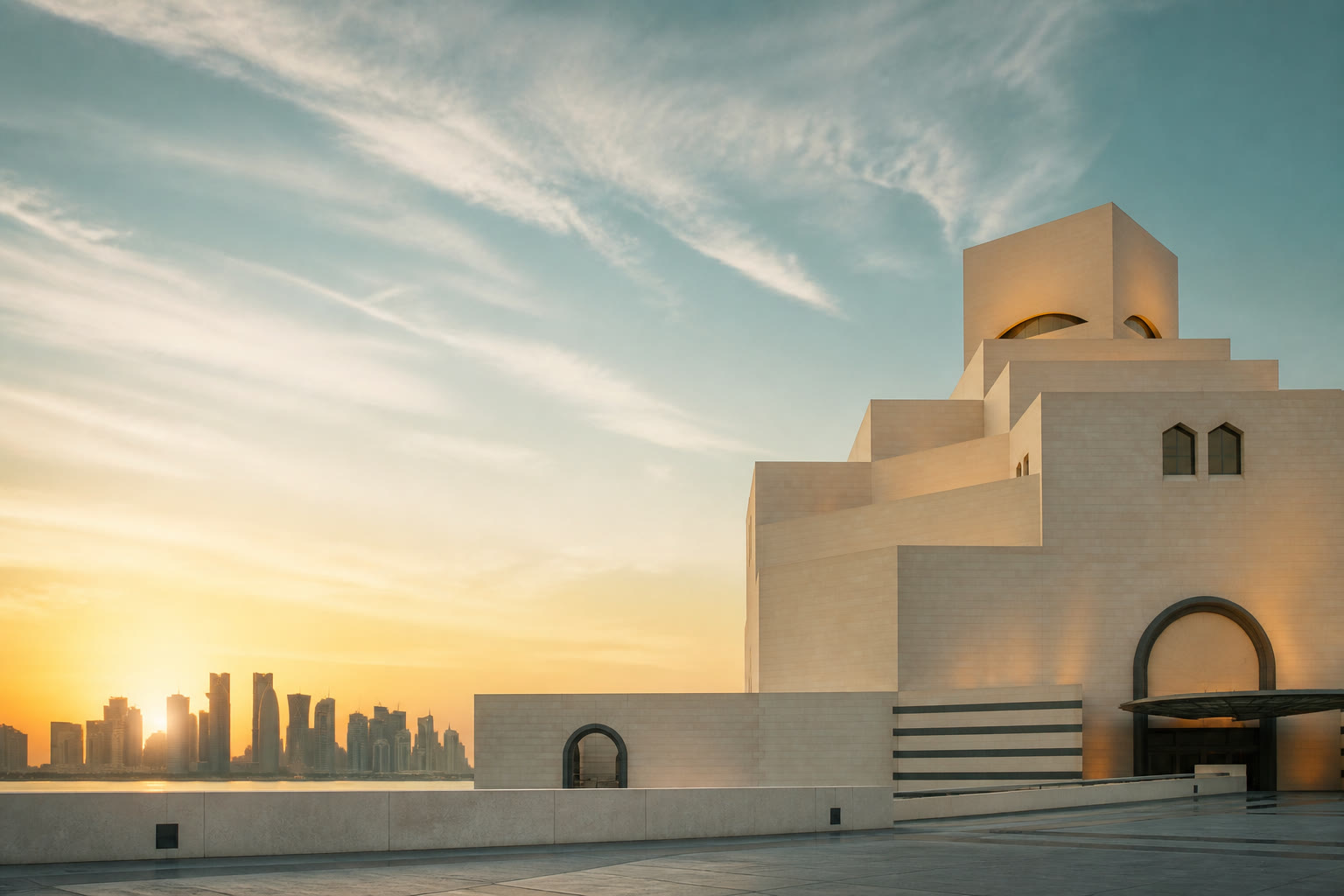 Architectural vision at dusk